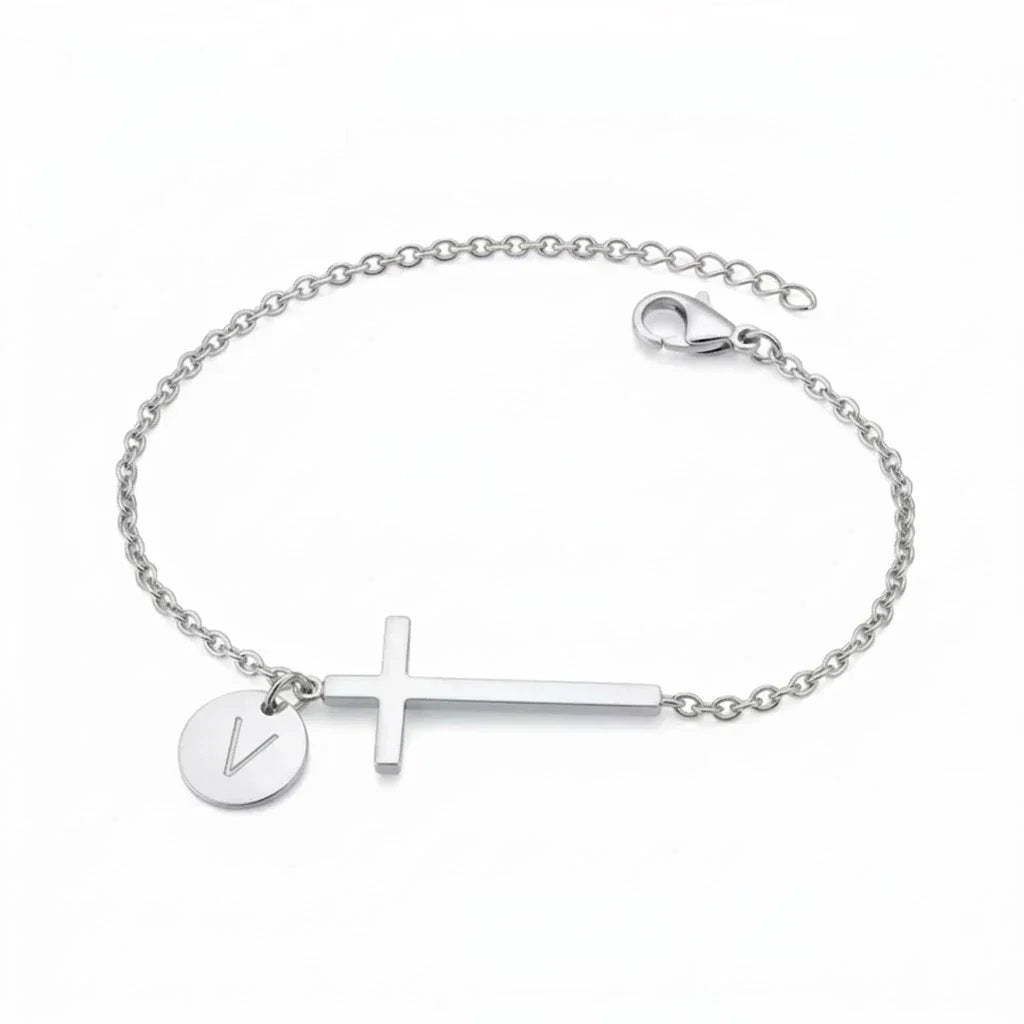 Elodryn™ Sacred Initial Bracelet – Customized Cross