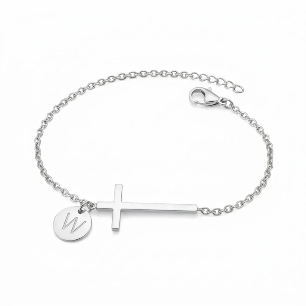 Elodryn™ Sacred Initial Bracelet – Customized Cross