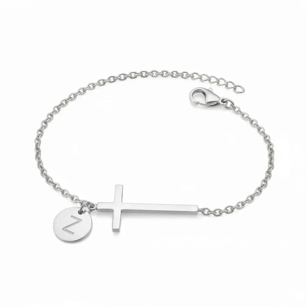 Elodryn™ Sacred Initial Bracelet – Customized Cross