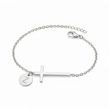 Elodryn™ Sacred Initial Bracelet – Customized Cross