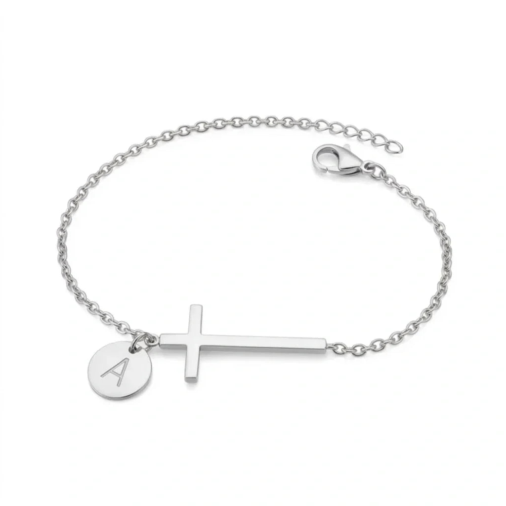 Elodryn™ Sacred Initial Bracelet – Customized Cross