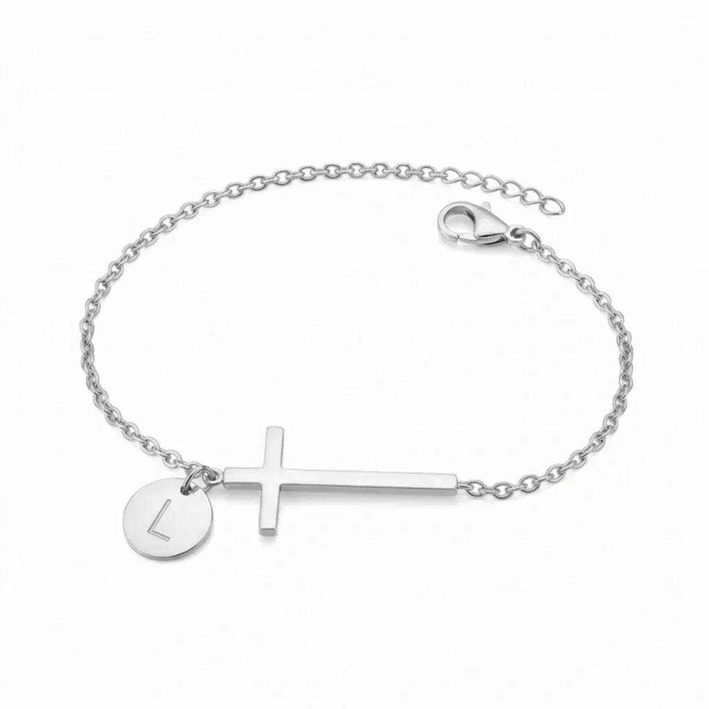 Elodryn™ Sacred Initial Bracelet – Customized Cross