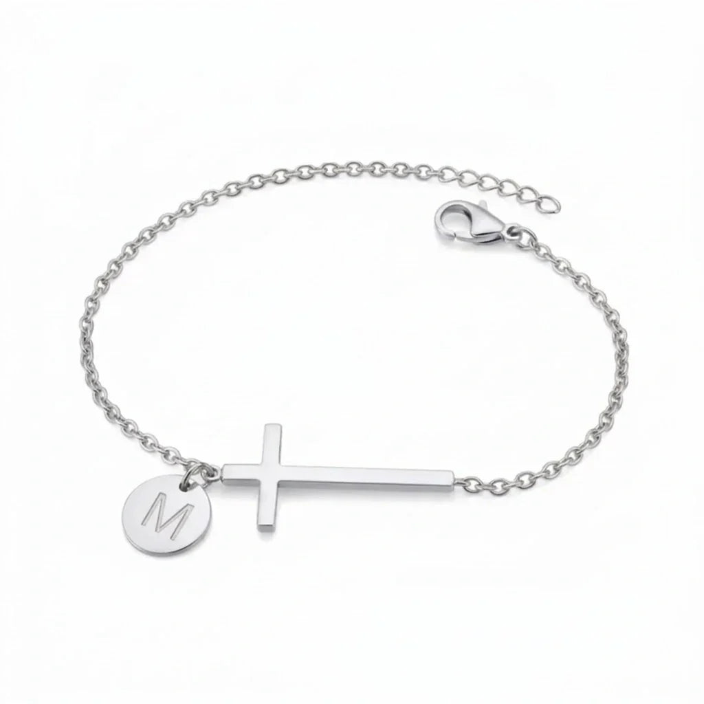 Elodryn™ Sacred Initial Bracelet – Customized Cross