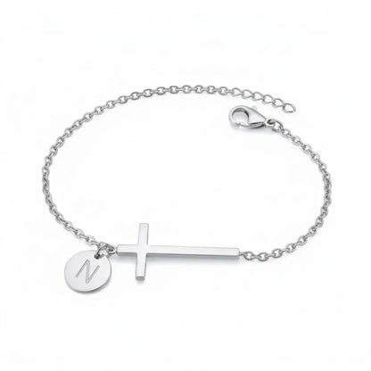 Elodryn™ Sacred Initial Bracelet – Customized Cross
